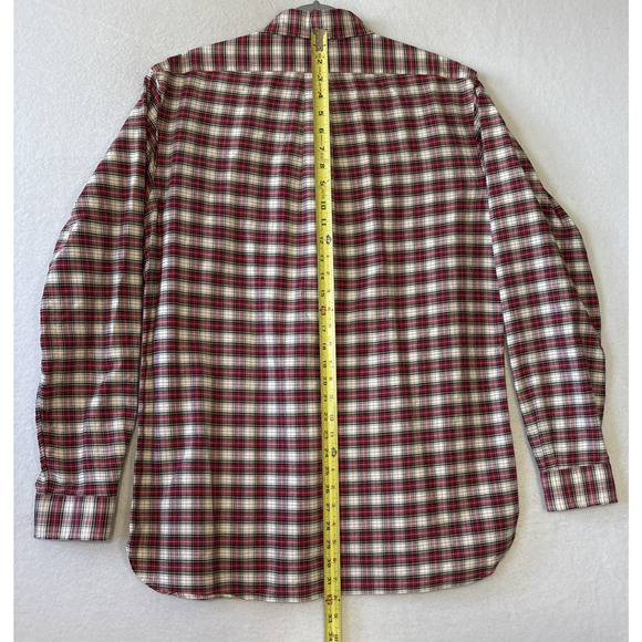 VTG Ralph Lauren Mens Button Down Red Black Plaid Custom Fit Shirt Size Large - Picture 10 of 11
